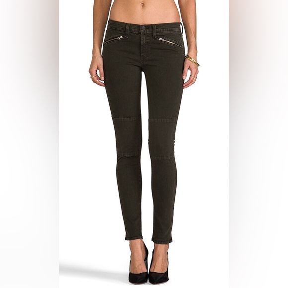 rag & bone Denim - Rag & bone Ridley Moto skinny jeans wax olive dark green size 26